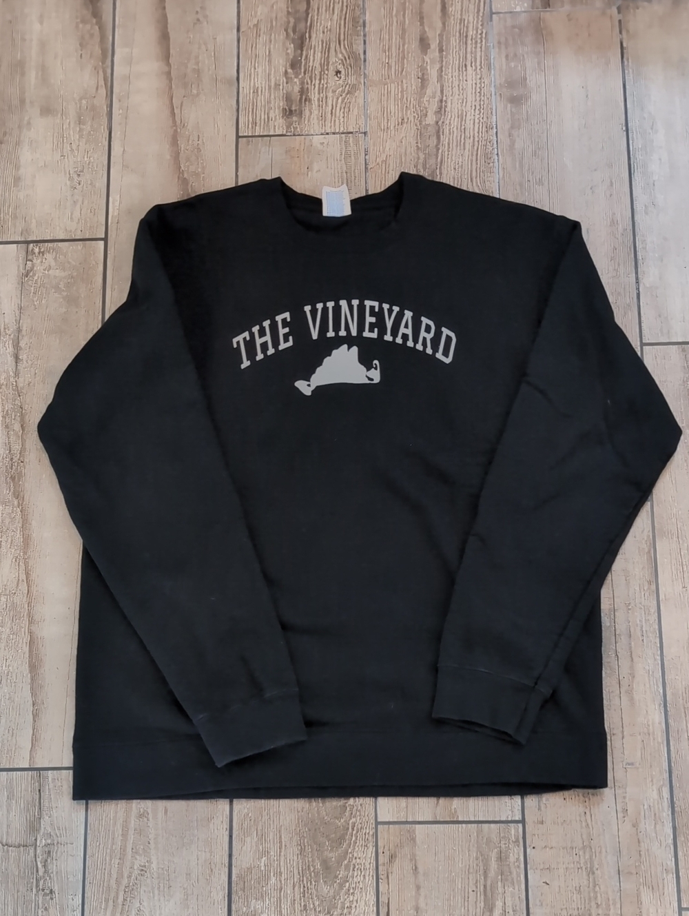 Ladies Custom Black Crewneck with 'The Vineyard' Martha's Vineyard Print